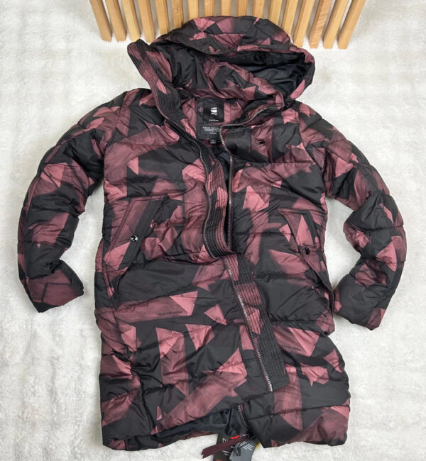 Doudoune longue à capuche G-Star Long Slim Hood Puffer WMN femme noir/bordeaux taille S — vue 18