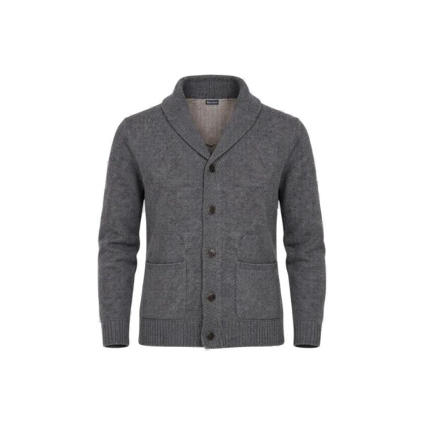 Gilet cardigan en maille à col châle Olly Gan Gislain homme gris anthracite taille XXL