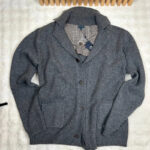 Gilet cardigan en maille à col châle Olly Gan Gislain homme gris anthracite taille XXL — vue 3