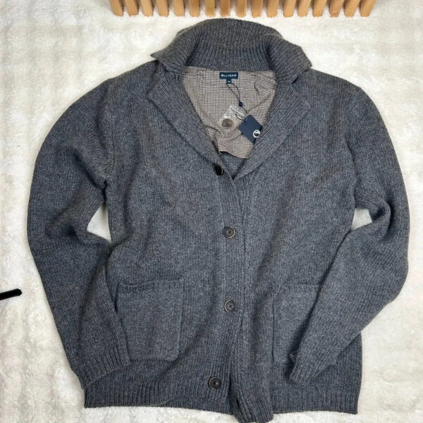 Gilet cardigan en maille à col châle Olly Gan Gislain homme gris anthracite taille XXL — vue 3