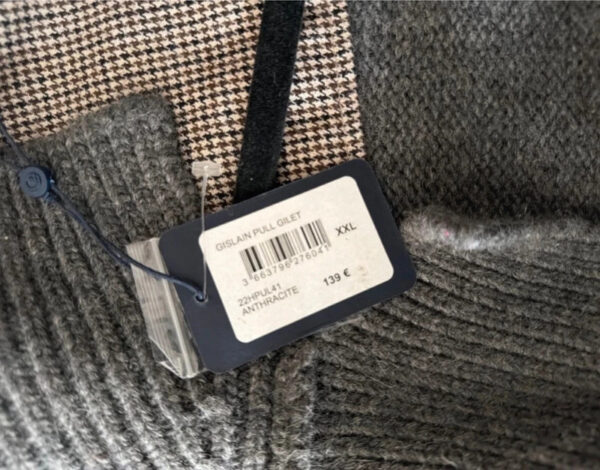 Gilet cardigan en maille à col châle Olly Gan Gislain homme gris anthracite taille XXL — vue 6