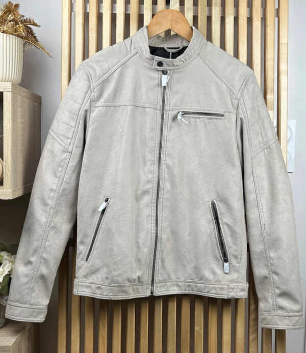 Veste en similicuir Jack & Jones Jjerock PU Jacket homme beige taille M — vue 2