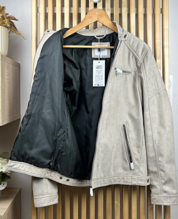 Veste en similicuir Jack & Jones Jjerock PU Jacket homme beige taille M — vue 5