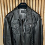 Blouson en cuir Trussardi homme noir taille 54 — vue 3