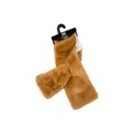 Écharpe en fausse fourrure unisexe camel taille 100 × 15 cm