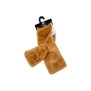 Écharpe en fausse fourrure unisexe camel taille 100 × 15 cm
