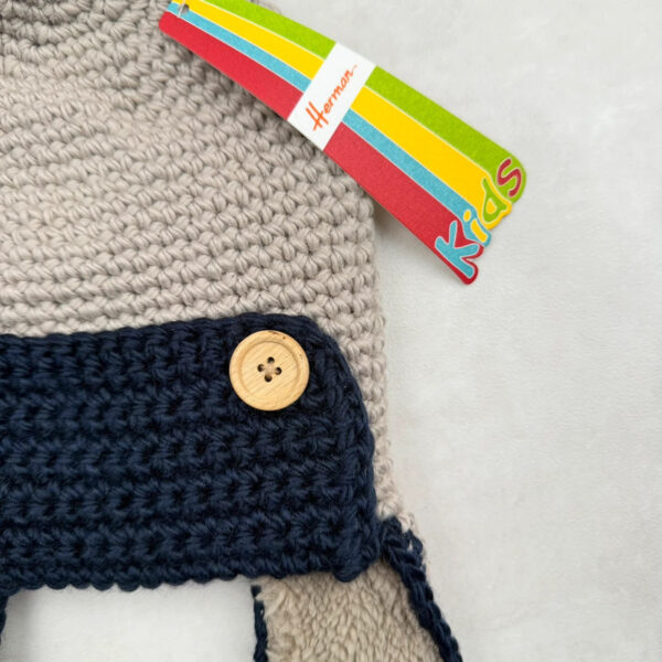 Bonnet aviateur enfant beige/bleu marine taille Universel — vue 6