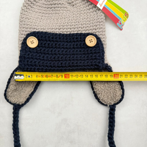 Bonnet aviateur enfant beige/bleu marine taille Universel — vue 9