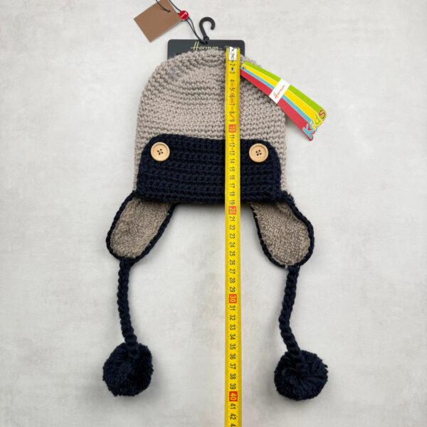 Bonnet aviateur enfant beige/bleu marine taille Universel — vue 11