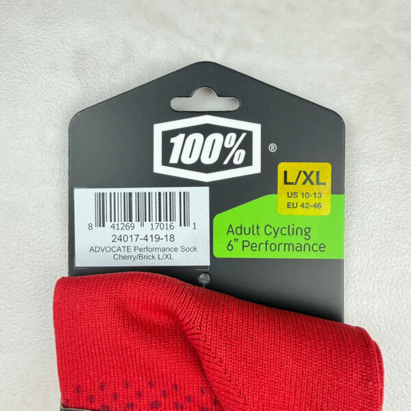 Chaussettes de cyclisme 100% Advocate Performance Sock unisexe rouge taille L/XL (EU 42-46) — vue 2
