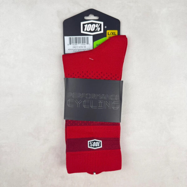 Chaussettes de cyclisme 100% Advocate Performance Sock unisexe rouge taille L/XL (EU 42-46) — vue 3