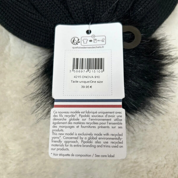 Bonnet à pompon Pipolaki Onova unisexe noir taille TU — vue 6